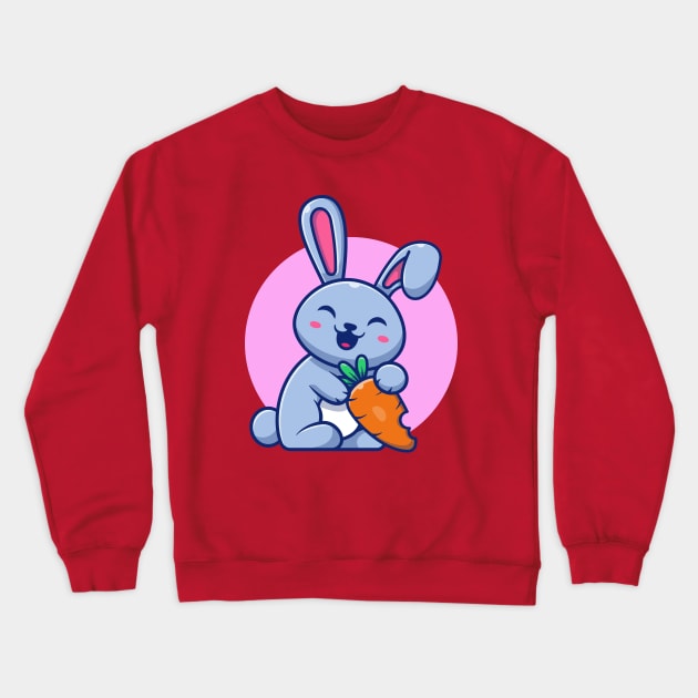 Cute Rabbit With Carrot Cartoon (2) Crewneck Sweatshirt by Catalyst Labs